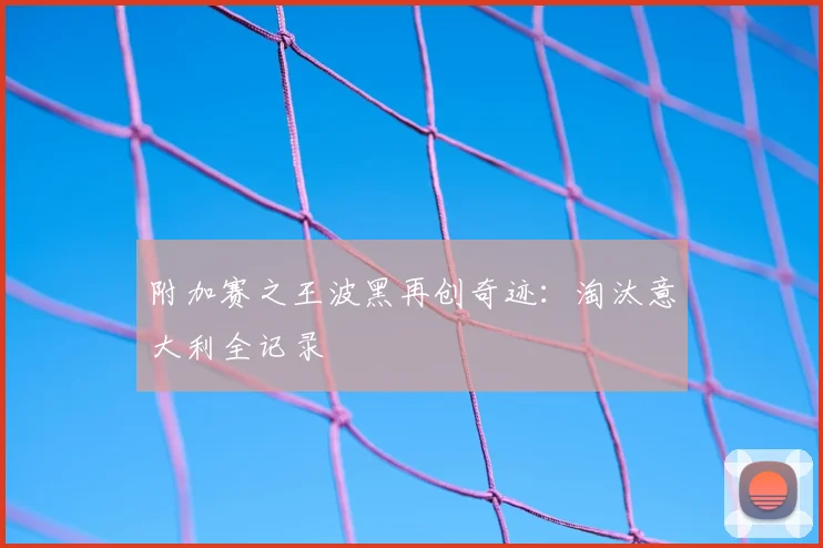 附加赛之王波黑再创奇迹:淘汰意大利全记录